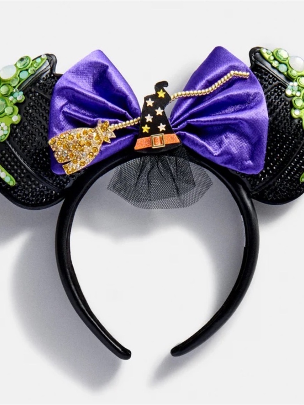 BaubleBar Cauldron Purple Bow Witch Ear Headband with Green Accents